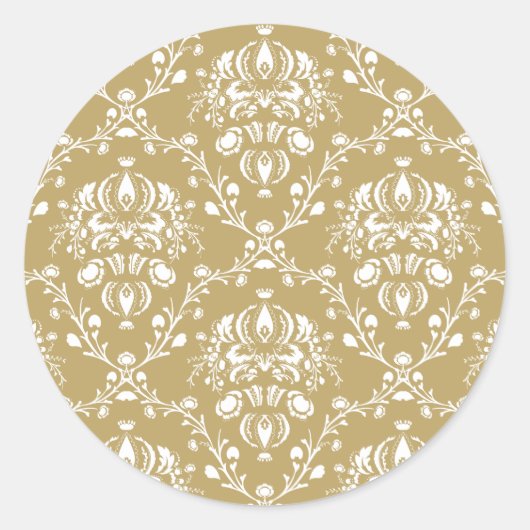 Sticker Rond Cocoa and Cream Damask (Devant)