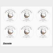 Sticker Rond Coconut Vanille Ingrédients faits maison Typograph (Feuille)
