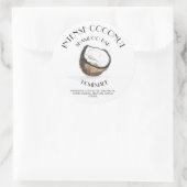 Sticker Rond Coconut Vanille Ingrédients faits maison Typograph (Sac)