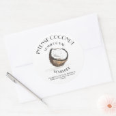 Sticker Rond Coconut Vanille Typographie Ingrédients Faits Mais (Enveloppe)