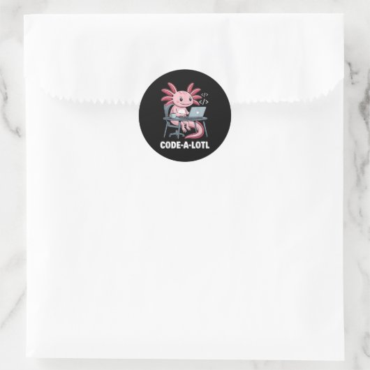Sticker Rond Code-alotl Funny Axolotl Tee Pour Programmeurs (Sac)