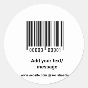 Sticker Rond code-barres personnalisé simple ajoutez votre text