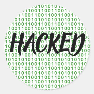 Sticker Rond Code binaire HACKED