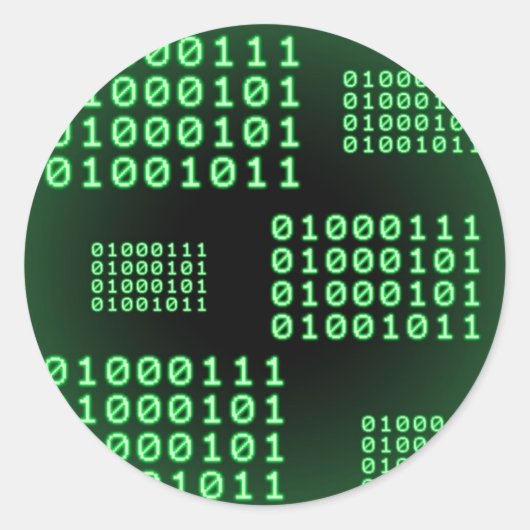 Sticker Rond Code binaire pour GEEK (Devant)