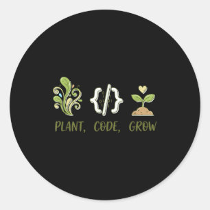 Sticker Rond Code de plante de conception de jardinage de progr
