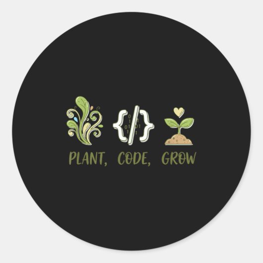 Sticker Rond Code de plante de conception de jardinage de progr (Devant)