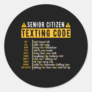 Sticker Rond Code de SMS pour les seniors Vintage grand-père Ca