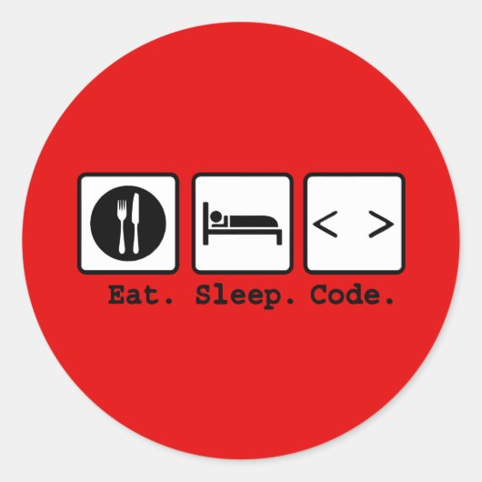 Sticker Rond code de sommeil manger Nerd (Devant)