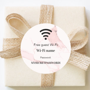Sticker Rond Code pin du réseau wifi client invité marbre