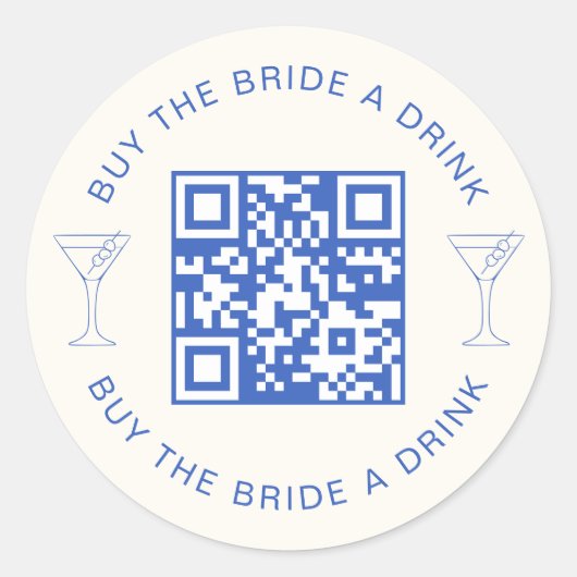Sticker Rond Code QR Acheter Une Boisson à La Mariée Enterremen (Devant)