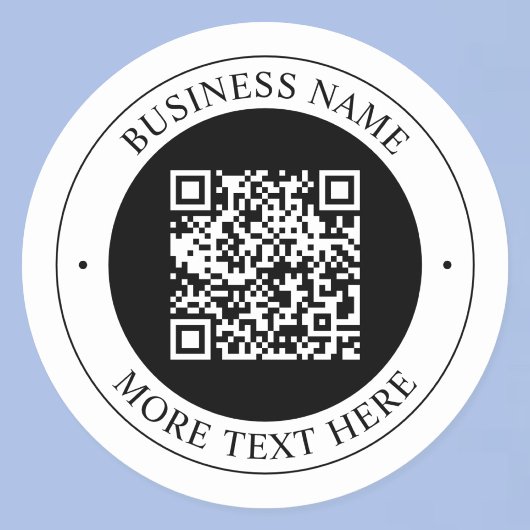 Sticker Rond Code QR avec nom d'entreprise Texte circulaire mod