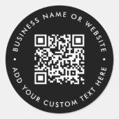 Sticker Rond Code QR | Black Modern Minimalist Business (Devant)