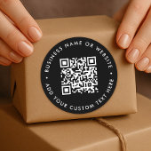 Sticker Rond Code QR | Black Modern Minimalist Business