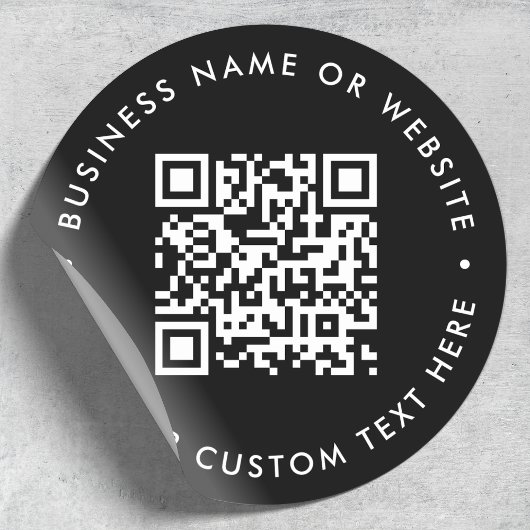 Sticker Rond Code QR | Black Modern Minimalist Business