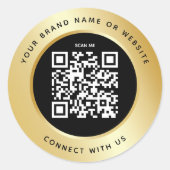 Sticker Rond Code QR Business Scannable Connect Black Gold (Devant)