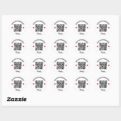 Sticker Rond Code QR Cœur Rouge Accès au site Web de mariage (Feuille)