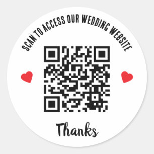 Sticker Rond Code QR Cœur Rouge Accès au site Web de mariage