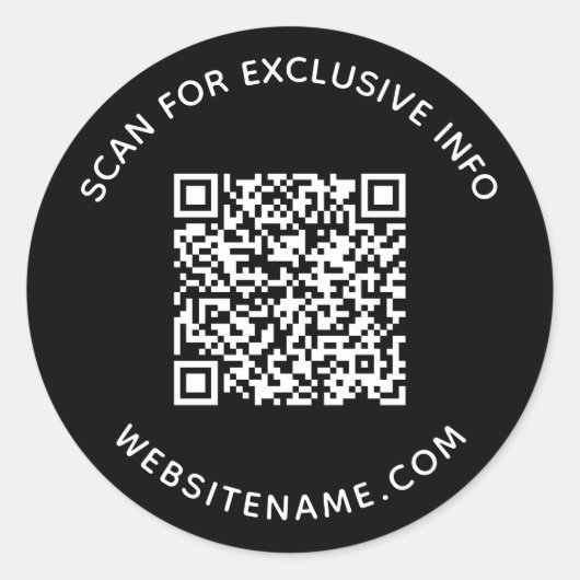 Sticker Rond Code QR de l'entreprise Texte personnalisé noir (Devant)