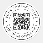 Sticker Rond Code QR de lien de site Web Nom d'entreprise minim (Devant)