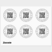 Sticker Rond Code QR de lien de site Web Nom d'entreprise minim (Feuille)