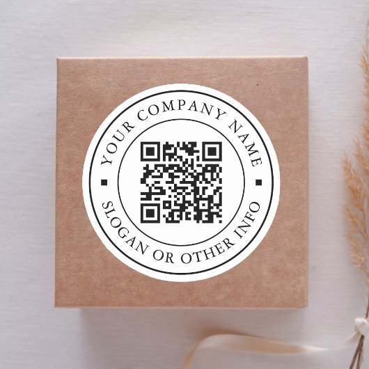 Sticker Rond Code QR de lien de site Web Nom d'entreprise minim
