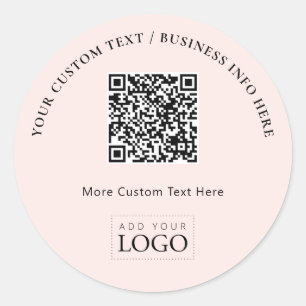 Sticker Rond Code QR de logo d'entreprise rose simple promotion