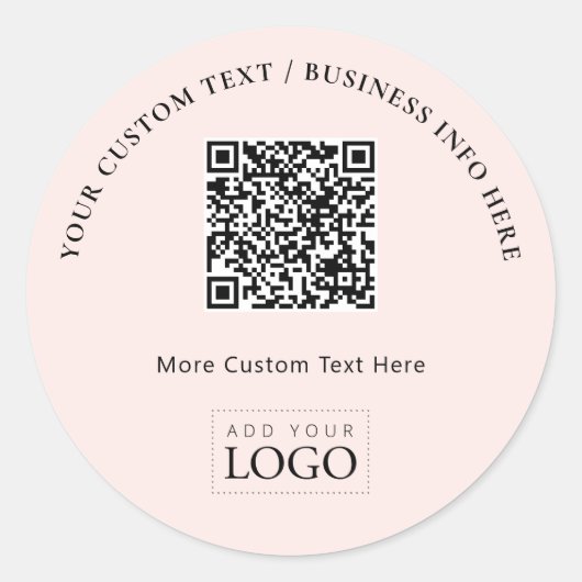 Sticker Rond Code QR de logo d'entreprise rose simple promotion (Devant)