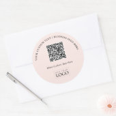 Sticker Rond Code QR de logo d'entreprise rose simple promotion (Enveloppe)