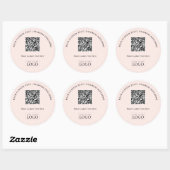 Sticker Rond Code QR de logo d'entreprise rose simple promotion (Feuille)