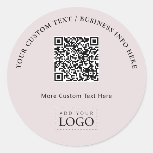 Sticker Rond Code QR de logo d'entreprise rose simple promotion (Devant)
