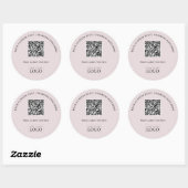 Sticker Rond Code QR de logo d'entreprise rose simple promotion (Feuille)