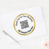 Sticker Rond Code QR de Merci noir et or (Enveloppe)