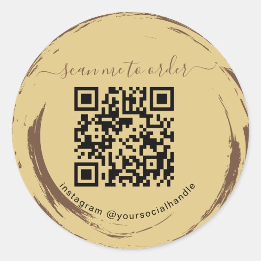 Sticker Rond Code QR de salon de café moderne (Devant)
