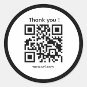 Sticker Rond Code QR d'entreprise simple noir blanc (Devant)