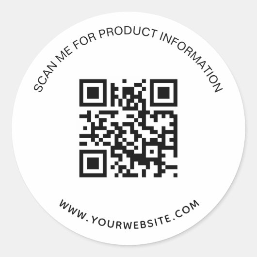 Sticker Rond Code qr d'informations commerciales noir blanc (Devant)