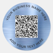 Sticker Rond Code QR Entreprise Bleu (Devant)