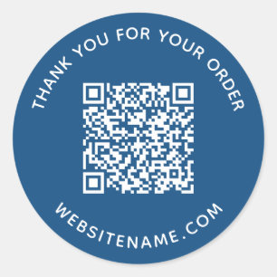 Sticker Rond Code QR Entreprise Merci au Client Bleu