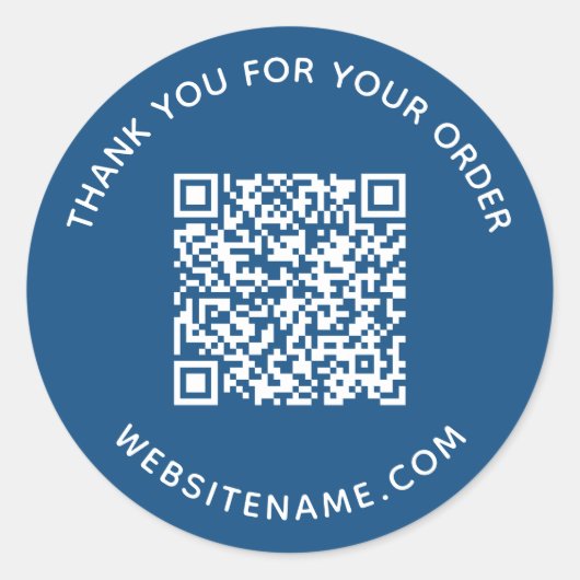 Sticker Rond Code QR Entreprise Merci au Client Bleu (Devant)