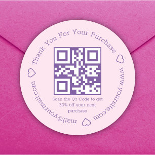 Sticker Rond code qr entreprise merci élégant rose violet