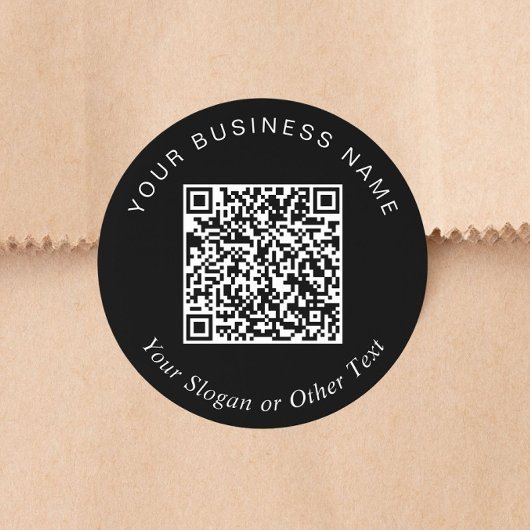 Sticker Rond Code QR Entreprise Noir