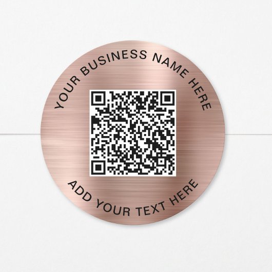 Sticker Rond Code QR Entreprise Rose Gold