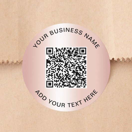 Sticker Rond Code QR Entreprise Rose Gold