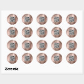 Sticker Rond Code QR Entreprise Rose Gold (Feuille)