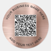 Sticker Rond Code QR Entreprise Rose Gold (Devant)