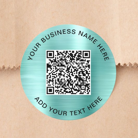 Sticker Rond Code QR Entreprise Vert Menthe