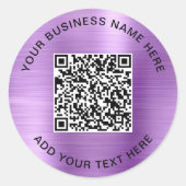 Sticker Rond Code QR Entreprise Violet (Devant)