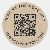 Sticker Rond Code QR et texte personnalisé apparence papier Kra (Devant)
