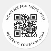 Sticker Rond Code QR et texte personnalisé blanc (Devant)