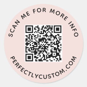 Sticker Rond Code QR et texte personnalisé bleu rose