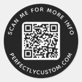 Sticker Rond Code QR et texte personnalisé rond noir (Devant)